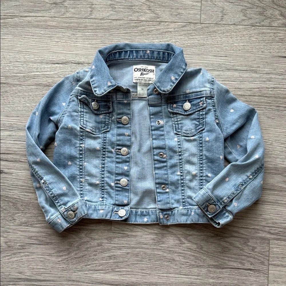 OshKosh B'gosh Light Blue Polka Dot Jean Jacket Size 5T